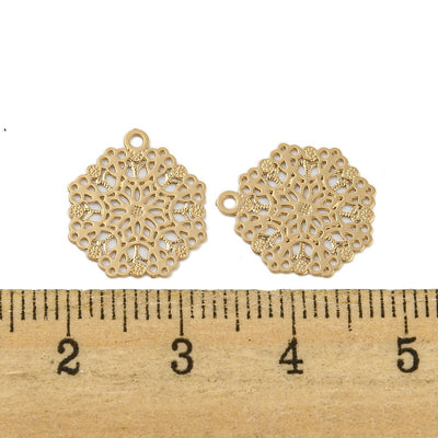 The Bead Store 14mm Gold Plated Tarnish Resistant Brass Filigree Flower Charms
