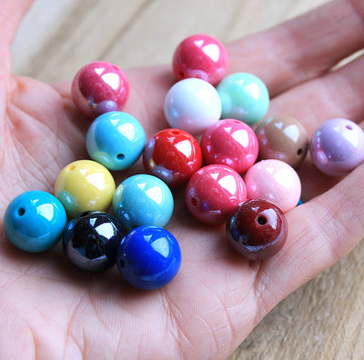 The Bead Store 14mm Round Acrylic Beads ~ Mixed Lustred Opaque Colours ~ Pack of 10