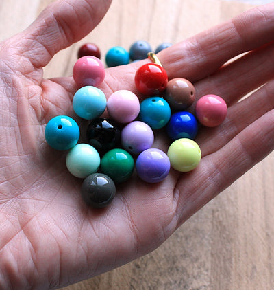 The Bead Store 14mm Round Acrylic Beads ~ Mixed Opaque Colours ~ Pack of 10