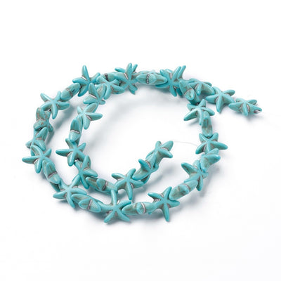 The Bead Store 14mm Synthetic Turquoise Starfish Beads ~ Blue ~ approx. 40 beads