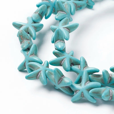 The Bead Store 14mm Synthetic Turquoise Starfish Beads ~ Blue ~ approx. 40 beads