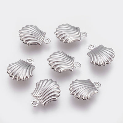 The Bead Store 14x11mm Stainless Steel Shell Charms ~ Pack of 4