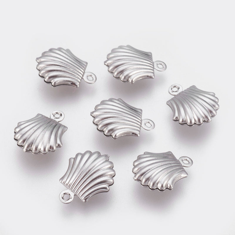 The Bead Store 14x11mm Stainless Steel Shell Charms ~ Pack of 4