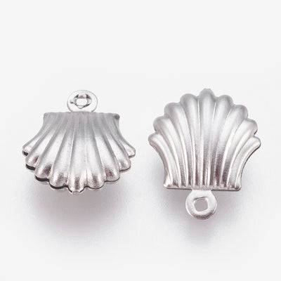 The Bead Store 14x11mm Stainless Steel Shell Charms ~ Pack of 4