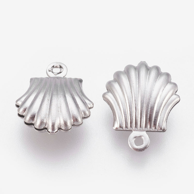 The Bead Store 14x11mm Stainless Steel Shell Charms ~ Pack of 4