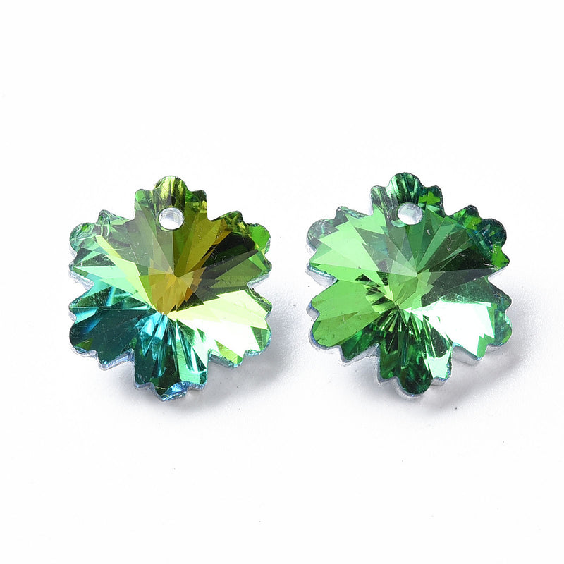 The Bead Store 14x12mm Crystal Glass Snowflake Charm/Pendant Green Pack of 1