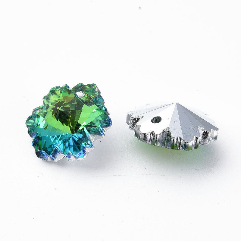 The Bead Store 14x12mm Crystal Glass Snowflake Charm/Pendant Green Pack of 1