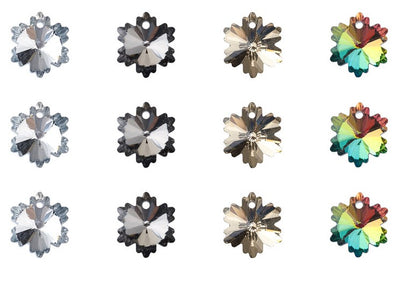 The Bead Store 14x12mm Crystal Glass Snowflake Charms Pack of 4 (4 colours, 1 charm per colour)
