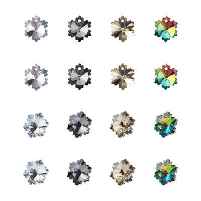 The Bead Store 14x12mm Crystal Glass Snowflake Charms Pack of 4 (4 colours, 1 charm per colour)