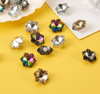 The Bead Store 14x12mm Crystal Glass Snowflake Charms Pack of 4 (4 colours, 1 charm per colour)