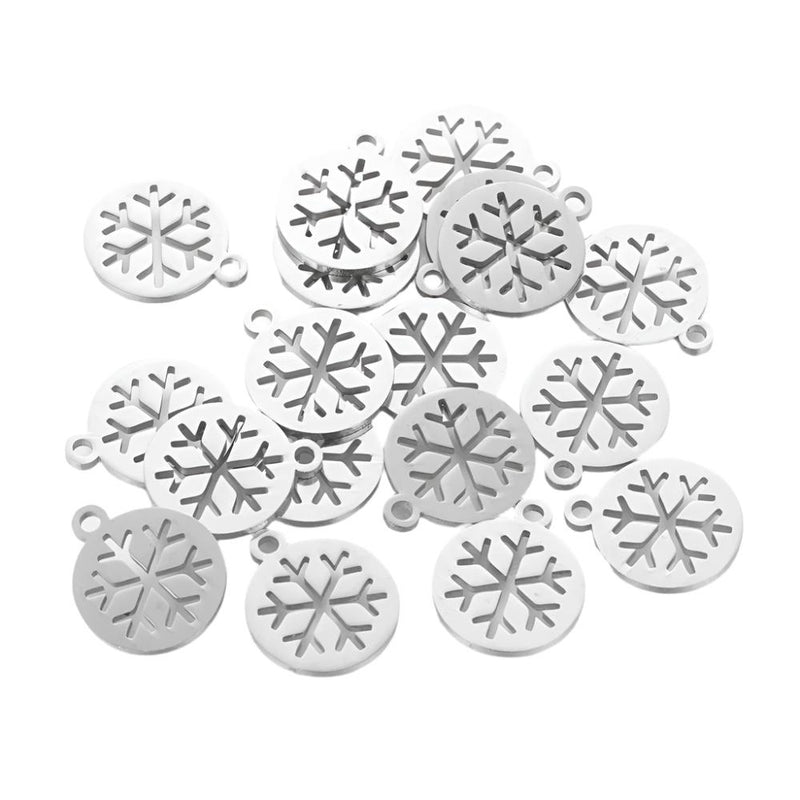 The Bead Store 14x12mm Stainless Steel Snowflake Charm