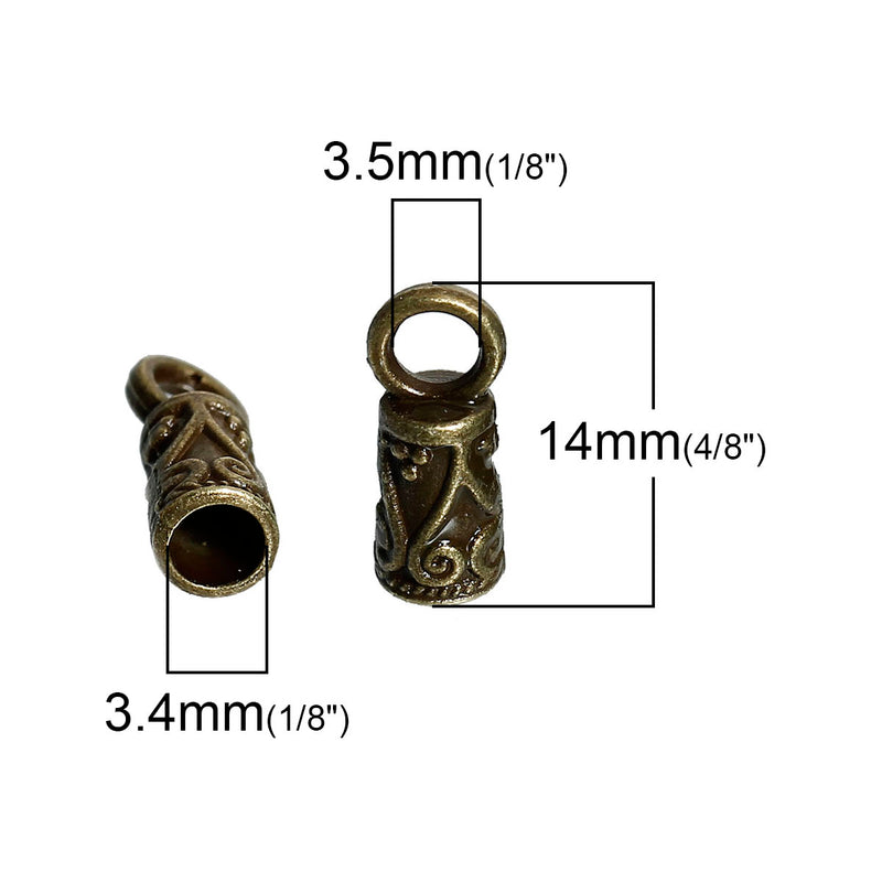 The Bead Store 14x5.5mm Antique Bronze Plated Cord Ends Pack of 10