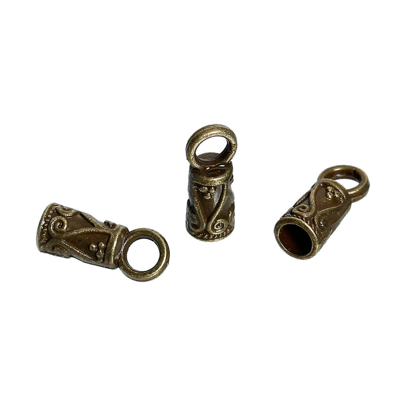 The Bead Store 14x5.5mm Antique Bronze Plated Cord Ends Pack of 10