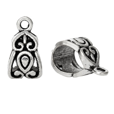 The Bead Store 14x8mm Antique Silver Plated Large Hole Bails Pack of 4
