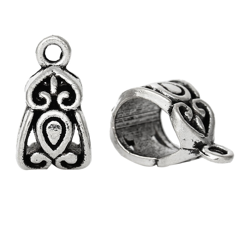 The Bead Store 14x8mm Antique Silver Plated Large Hole Bails Pack of 4