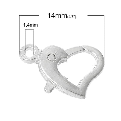 The Bead Store 14x9mm Silver Plated Heart Shaped Lobster Clasp 