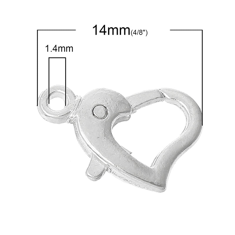 The Bead Store 14x9mm Silver Plated Heart Shaped Lobster Clasp 