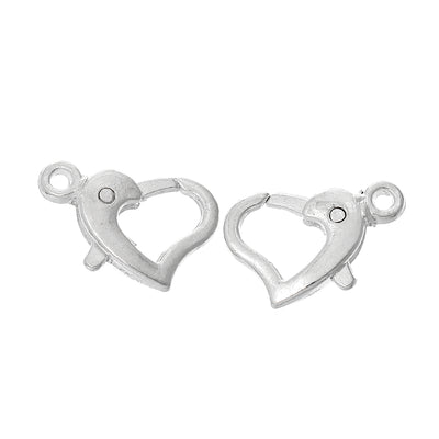 The Bead Store 14x9mm Silver Plated Heart Shaped Lobster Clasp 