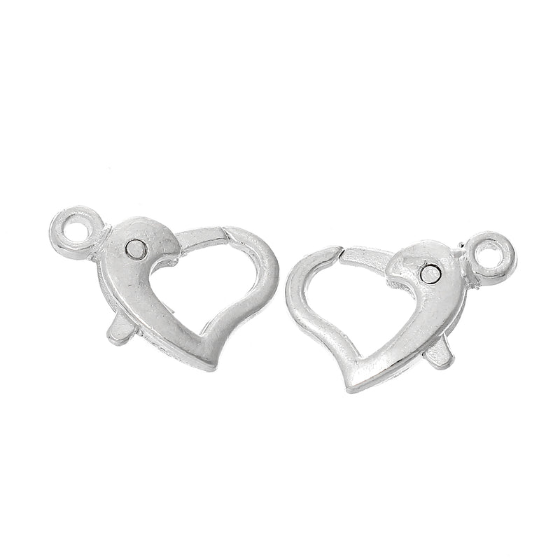 The Bead Store 14x9mm Silver Plated Heart Shaped Lobster Clasp 