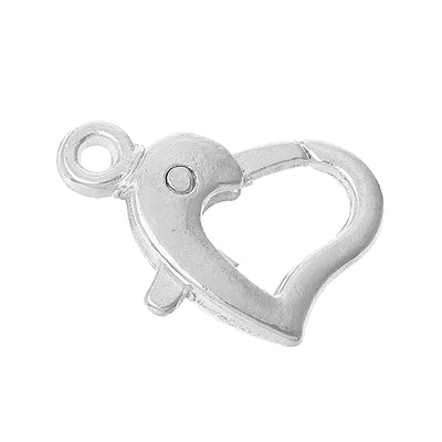The Bead Store 14x9mm Silver Plated Heart Shaped Lobster Clasp 