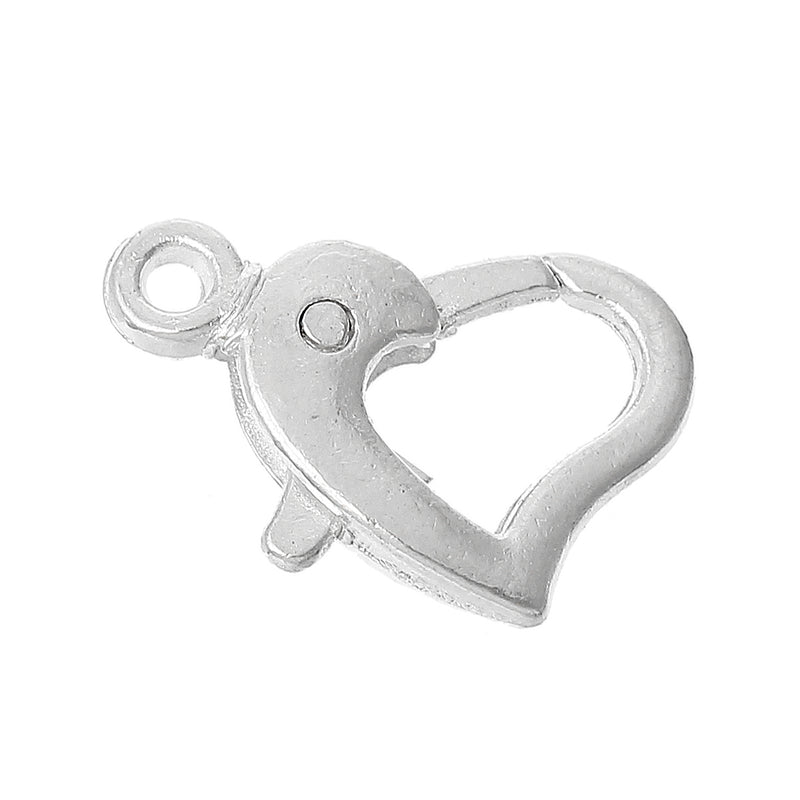The Bead Store 14x9mm Silver Plated Heart Shaped Lobster Clasp 