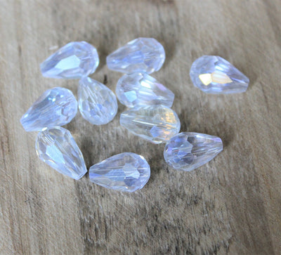The Bead Store 15x10mm Faceted Crystal Glass Drop Beads  Crystal AB