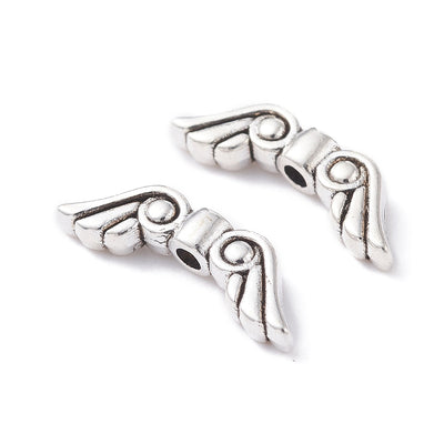The Bead Store 15x5mm Antique Silver Plated Angel Wings Beads Pack of 10