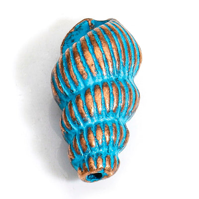 The Bead Store 15x7mm Antique Copper and Blue Patina Conch Shell Beads