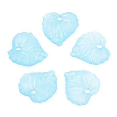 The Bead Store 16mm Acrylic Leaf Pendants Frosted Light Blue Pack of 20