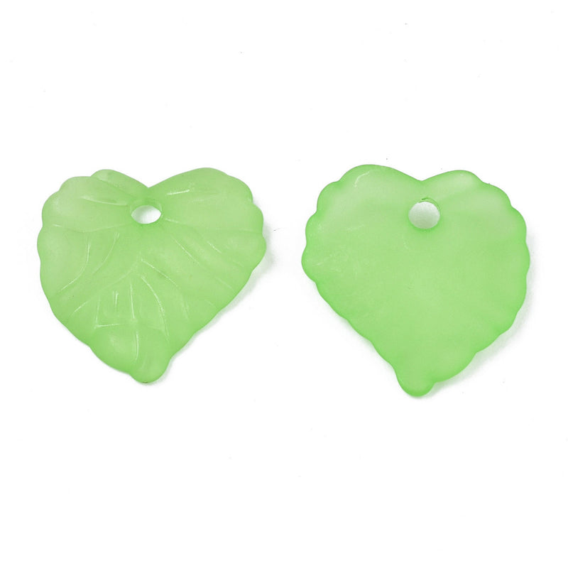 The Bead Store 16mm Acrylic Leaf Pendants Frosted Spring Green Pack of 20