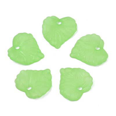 The Bead Store 16mm Acrylic Leaf Pendants Frosted Spring Green Pack of 20