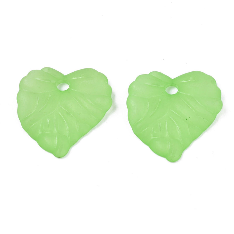The Bead Store 16mm Acrylic Leaf Pendants Frosted Spring Green Pack of 20