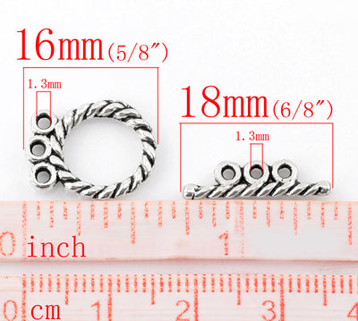 The Bead Store 16mm Antique Silver Three Loop Toggle Clasp