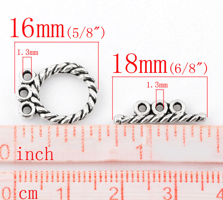 The Bead Store 16mm Antique Silver Three Loop Toggle Clasp