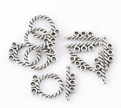 The Bead Store 16mm Antique Silver Three Loop Toggle Clasp