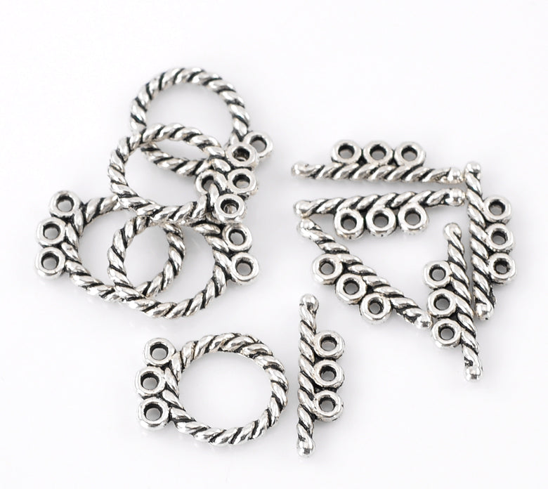 The Bead Store 16mm Antique Silver Three Loop Toggle Clasp