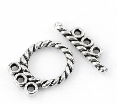 The Bead Store 16mm Antique Silver Three Loop Toggle Clasp