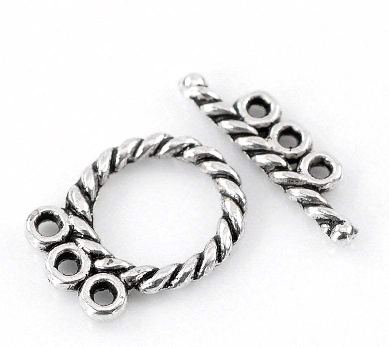 The Bead Store 16mm Antique Silver Three Loop Toggle Clasp