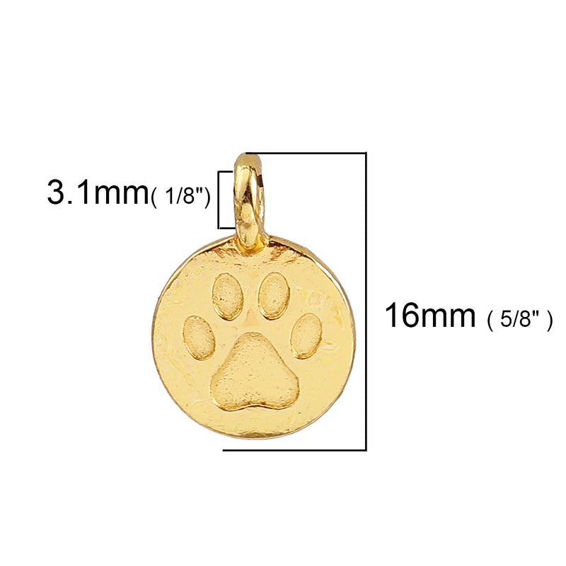 The Bead Store 16x11mm Gold Plated Paw Print Charm