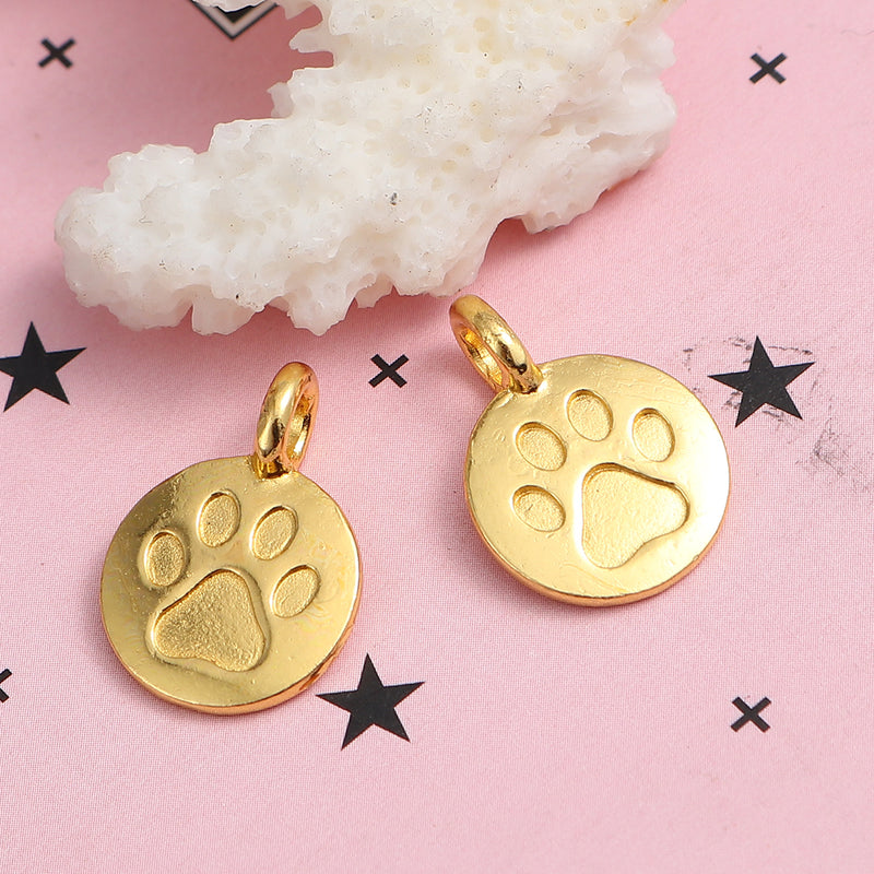 The Bead Store 16x11mm Gold Plated Paw Print Charm
