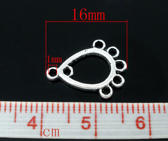 The Bead Store 16x12mm Small Antique Silver Multi-Loop Connectors / Chandeliers ~ Pack of 10
