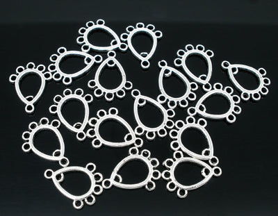 The Bead Store 16x12mm Small Antique Silver Multi-Loop Connectors / Chandeliers ~ Pack of 10