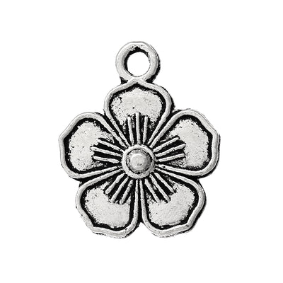 The Bead Store 16x13mm Antique Silver Plated Flower Charms ~ Pack of 2