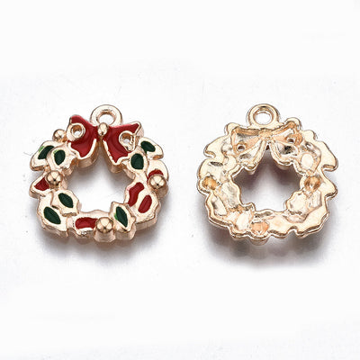 The Bead Store 17x15mm Gold Plated Enamelled Christmas Wreath Charm