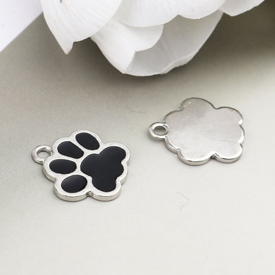 The Bead Store 17x16mm Black Enamel Paw Print Charm