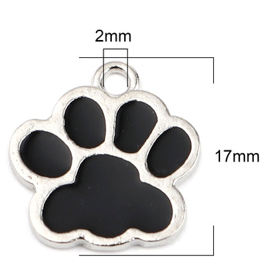 The Bead Store 17x16mm Black Enamel Paw Print Charm
