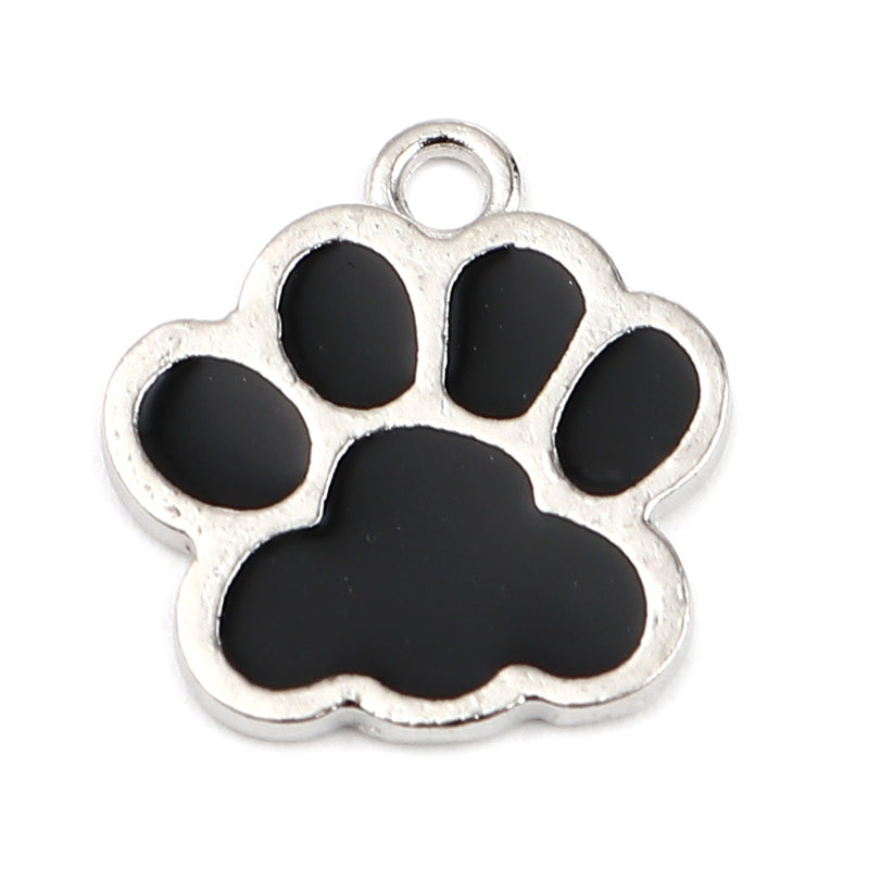 The Bead Store 17x16mm Black Enamel Paw Print Charm