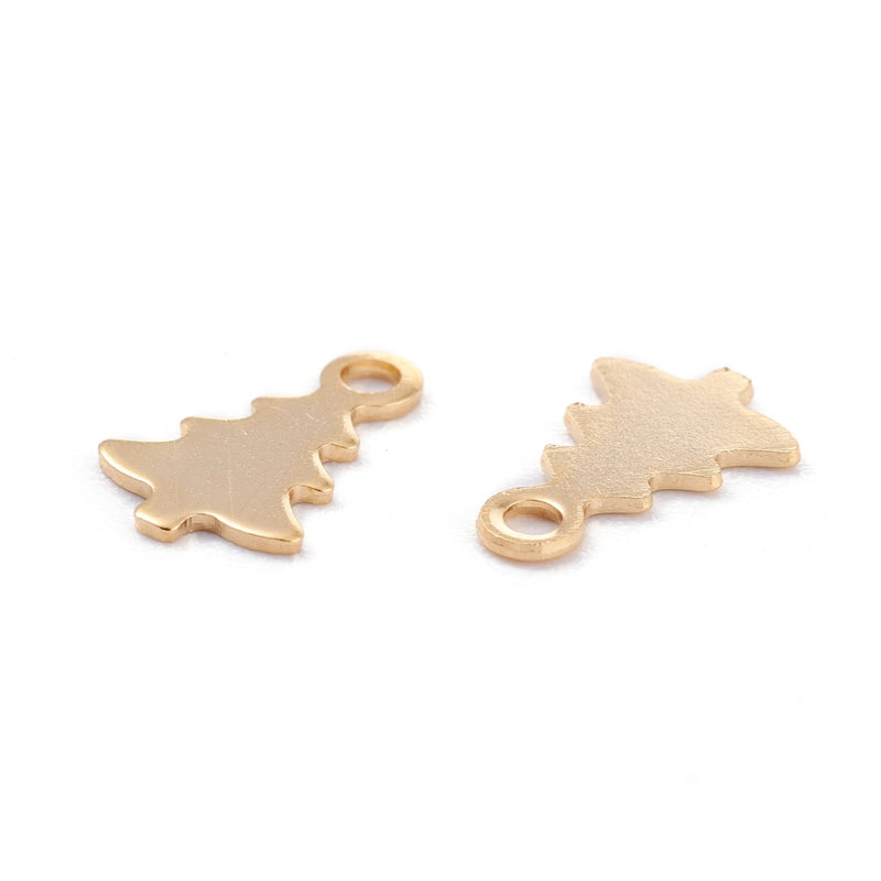 The Bead Store 18K Gold Plated Stainless Steel Christmas Tree Charms Pack of 2