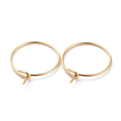 The Bead Store 18K Gold Plated Stainless Steel Earring Hoops / Wine Glass Hoops ~ pack of 10
