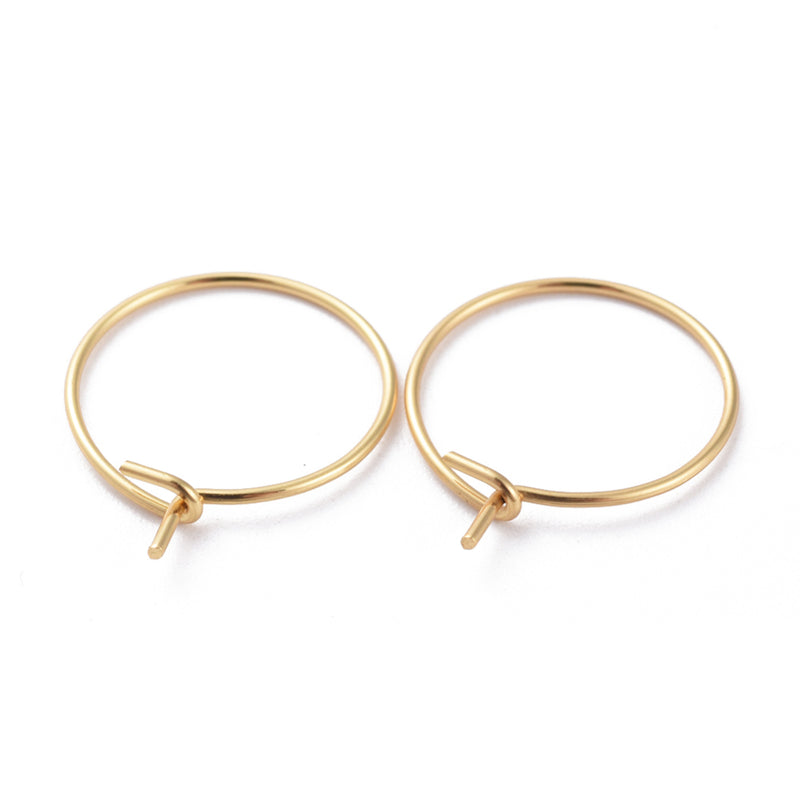 The Bead Store 18K Gold Plated Stainless Steel Earring Hoops / Wine Glass Hoops ~ pack of 10